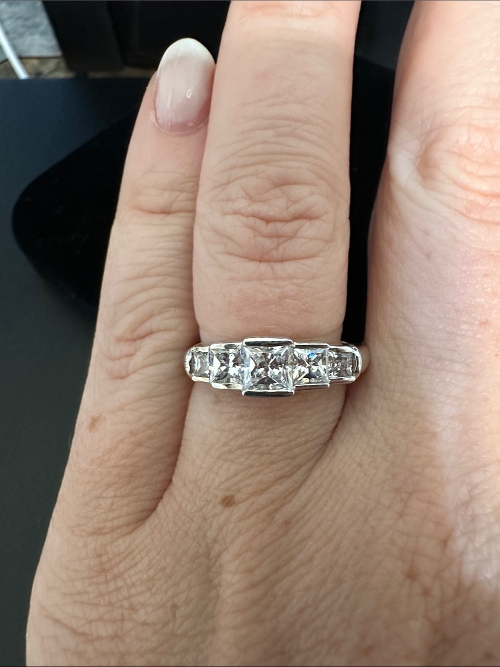 Sterling Silver Clear CZ Five-Stone Ring